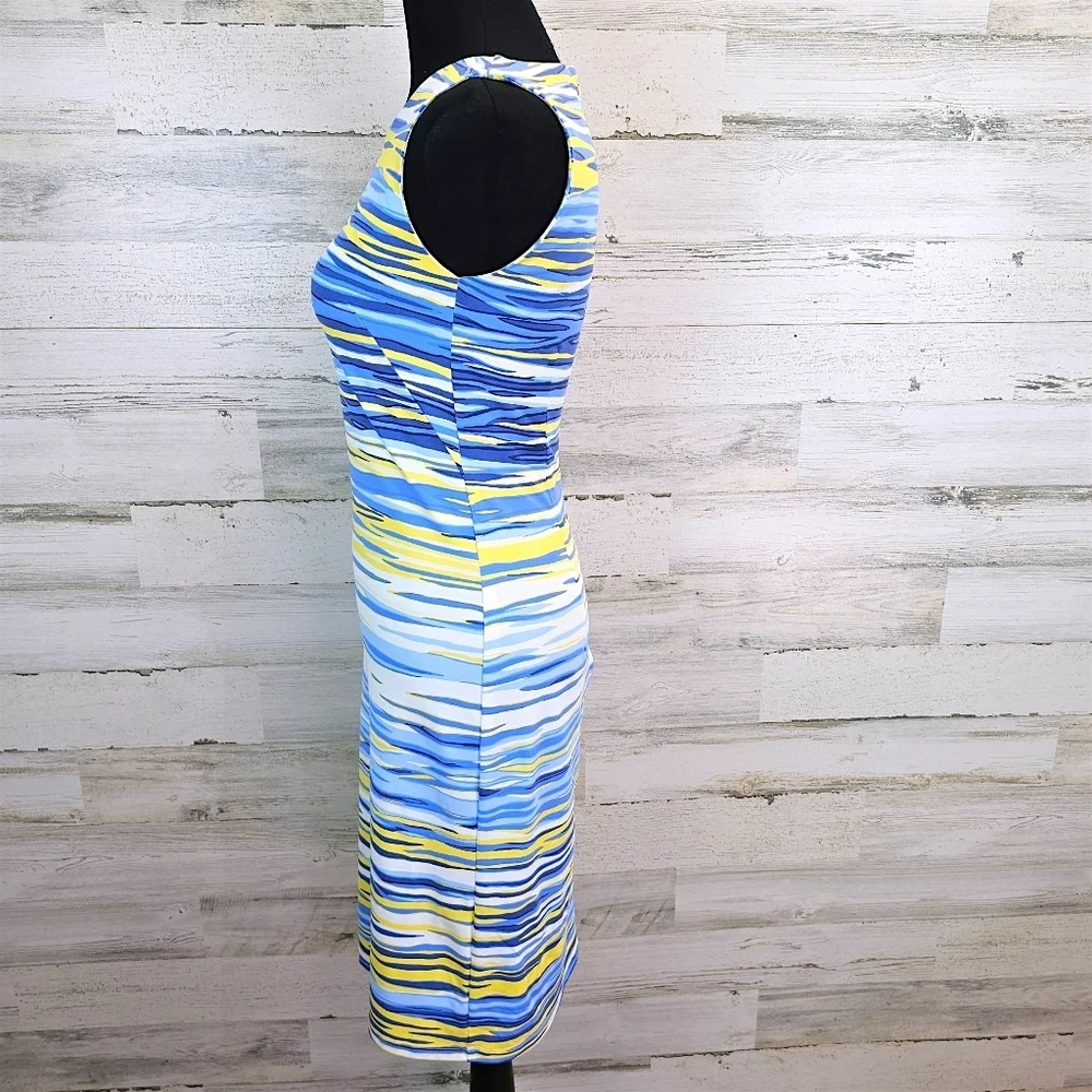 J. McLaughlin Sophia Catalina Cloth Sheath Dress XS Blue Sea Inspired Yachtcore